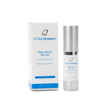 Load image into Gallery viewer, Q-SkinScience® Phyto-Active Eye Gel quickly penetrates the skin helping support cell renewal. Its scientifically advanced Swiss Biotechnology formula utilizes an extract derived from the stem cells of a rare apple tree cultivated for its extraordinary longevity to promote a youthful and rejuvenated appearance. It also utilizes a proprietary Anhydrous or water free technology that permits a preservative free formulation, under-eye dark circles and puffiness under the eyes.

