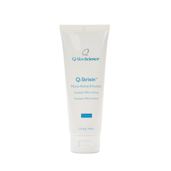 Q-Strixin Micro-Active Emulsion is a new generation anti-aging formulation that restores, rejuvenates and revitalizes photo-aged skin. Photo-aging occurs when the underlying collagen and elastin support breaks down from continued exposure to the sun, cigarette smoke and pollution. This results in the skins’ foundation becoming, wrinkled and hyperpigmented. The superior benefits and results obtained with Q-Strixin Micro-Active Emulsion are due to its highly specialized ingredients.